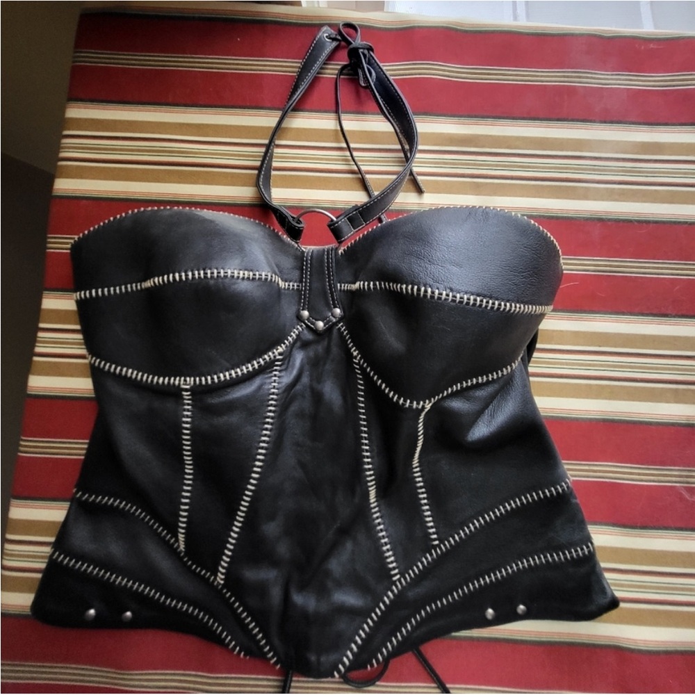 Harley Davidson Black Corset Top with Stitch Details